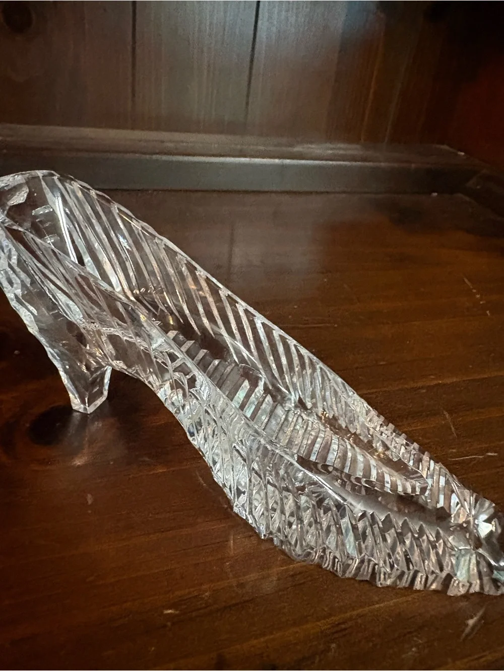 Clear Textured Glass slipper Irish crystal